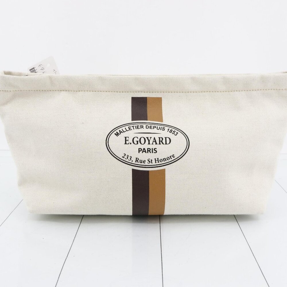 Authentic Goyard Canvas Necessaire Organizer Pouch White/Cream - Made in France